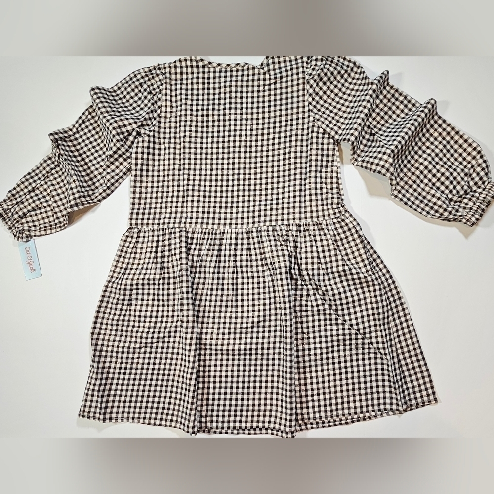 Cat & Jack Girls Dress Black White Gold Gingham Print Plaid Size XXL (18) - Picture 10 of 11